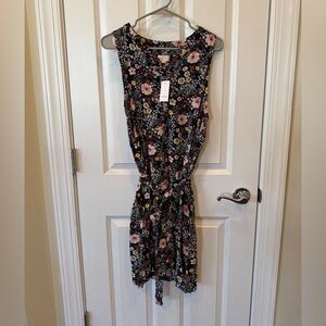 LOFT Floral Midi Dress - Black and Pink